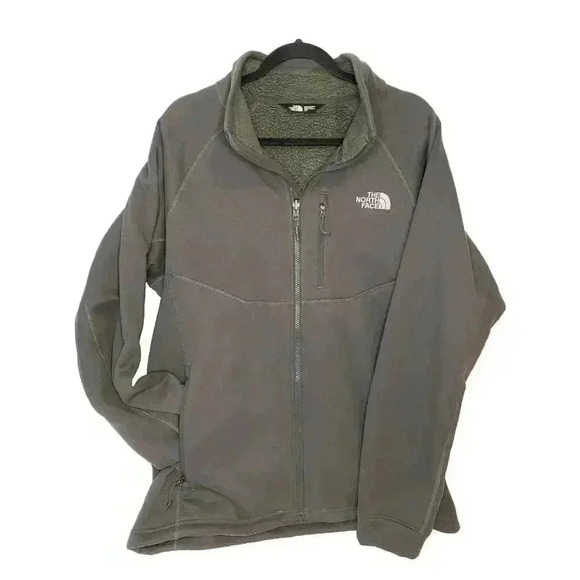 North Face Jacket Mens Large Charcoal Gray Full Zip Fleece Lined Softshell Coat - Picture 1 of 5